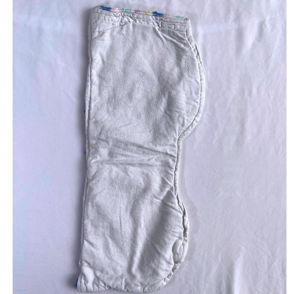 Vintage Hand Embroidered Burp Cloth White Cotton Donkey Folk Art Crochet Edge - Picture 4 of 6